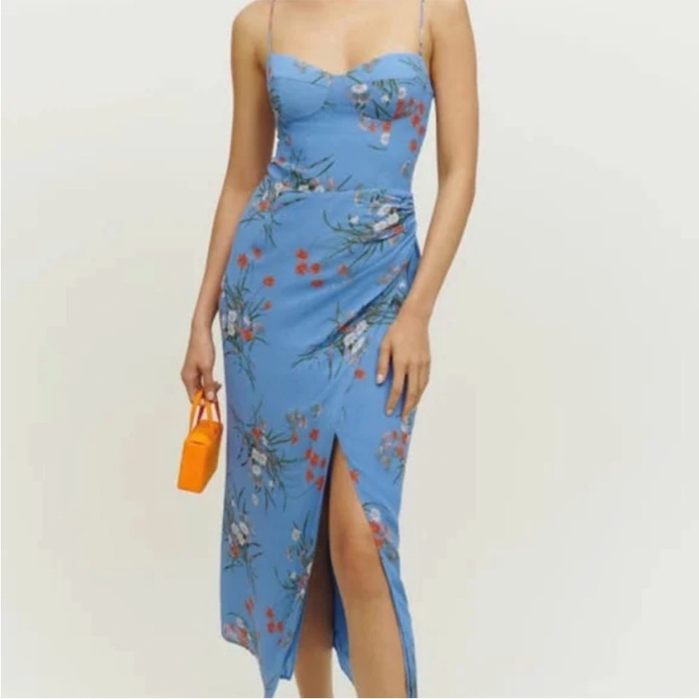 Reformation Kourtney Arles Blue Midi Dress size 6